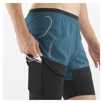 Short 2-en-1 Salomon Cross Bleu Noir Homme