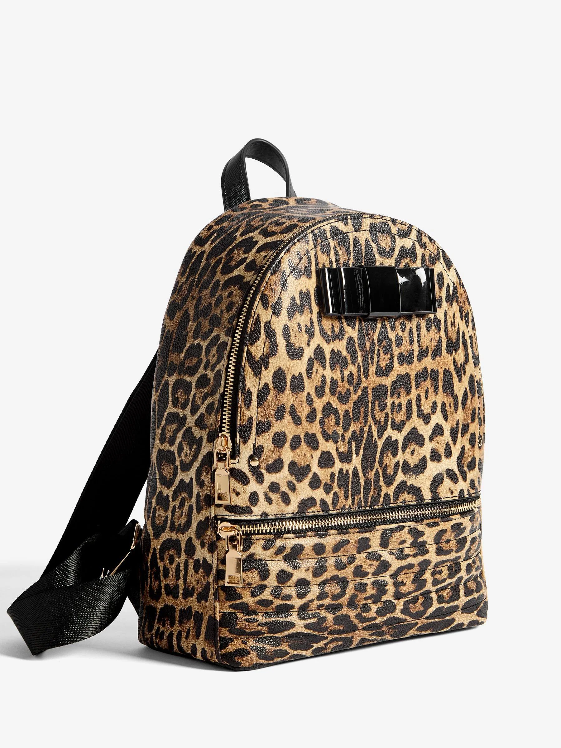 Luipaardprint - Lipsy Bow Detail School Backpack