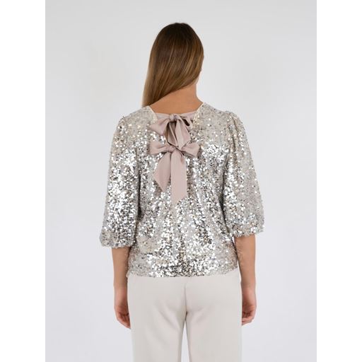 Neo Noir Lorraine Sequins Bluse, Pale Gold, 34