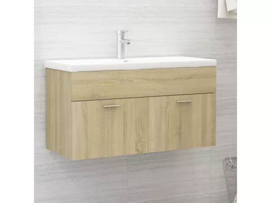 Armoire d'évier et lavabo intégré Chêne sonoma Bois ingénierie