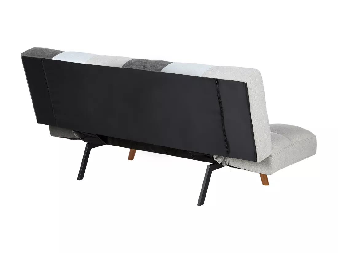 Canapé convertible 3 places en tissu gris et bleu INGARO