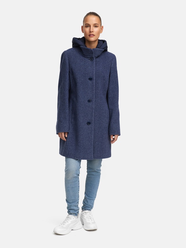 MANISA Wolljacke mit Kapuze mit Stehkragen und Kapuze, in Tweed-Optik