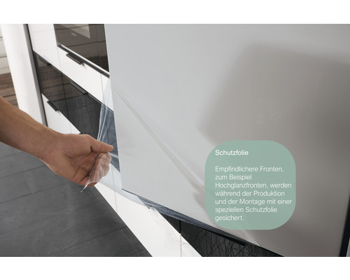 Nobilia Elements keukenblok zonder apparatuur Urban 300 cm alpinewit mat voorgemonteerde variant links 4004539053878
