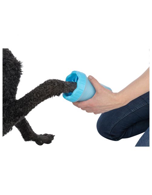 Trixie Pootreiniger Silicone - Hondenpootverzorging - Blauw M-L