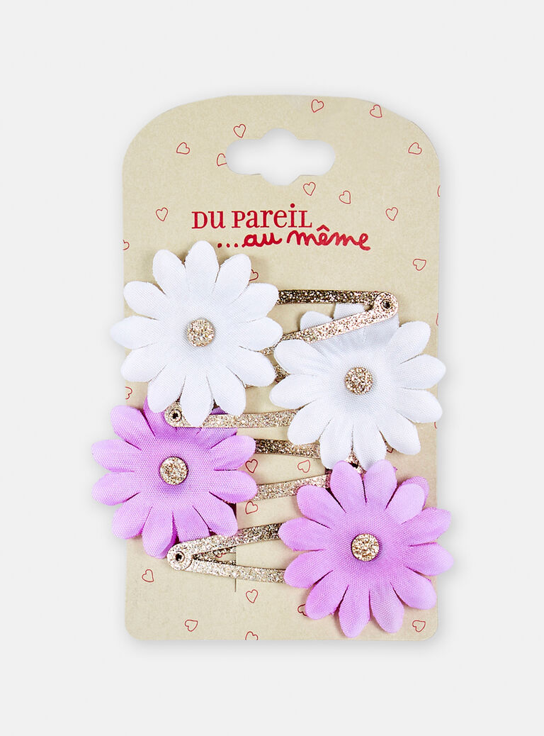 Lot de 4 barrettes clips à fleurs pour fille