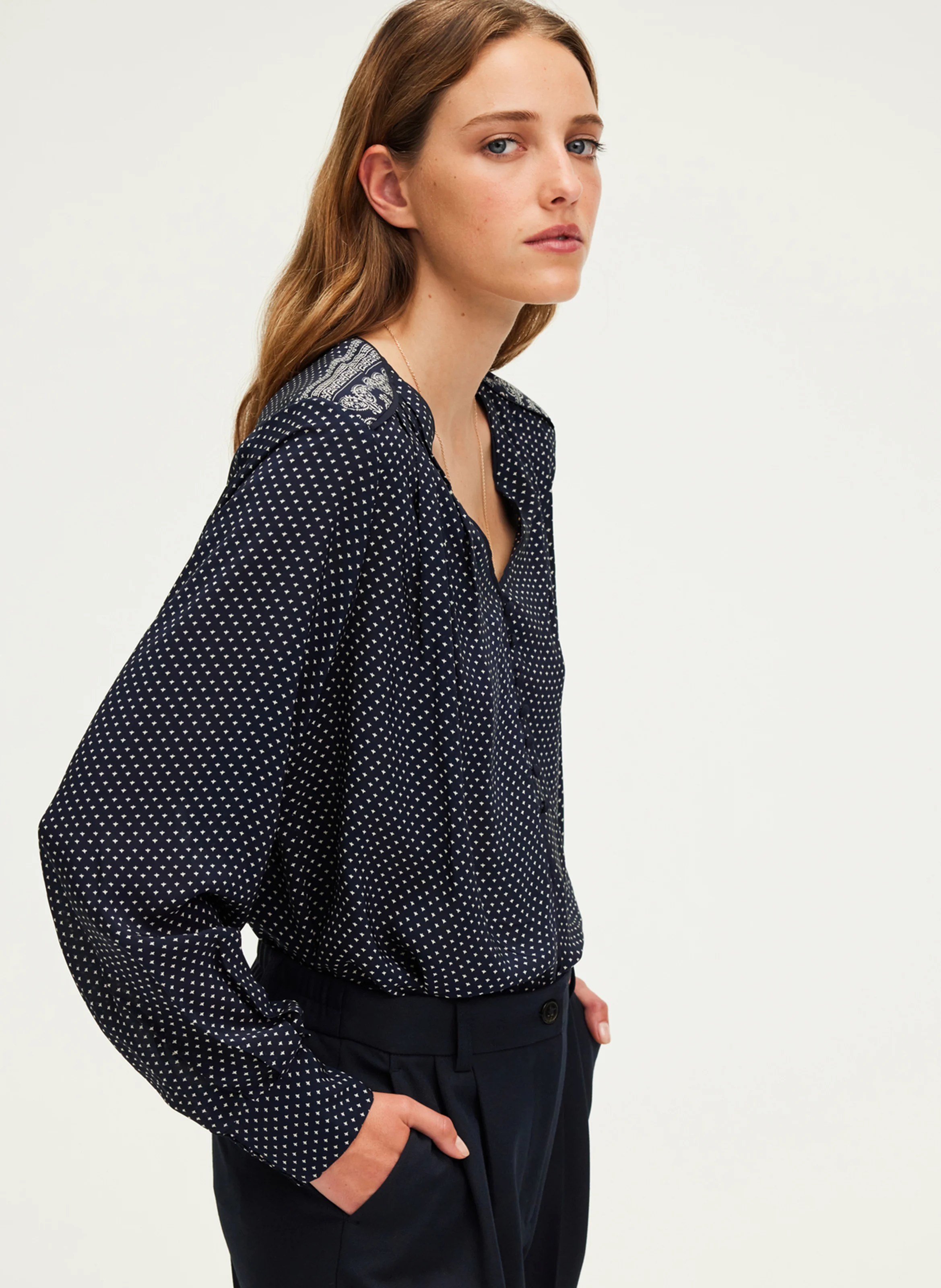 BELYS - Blouse droite fluide imprimée | Bleu