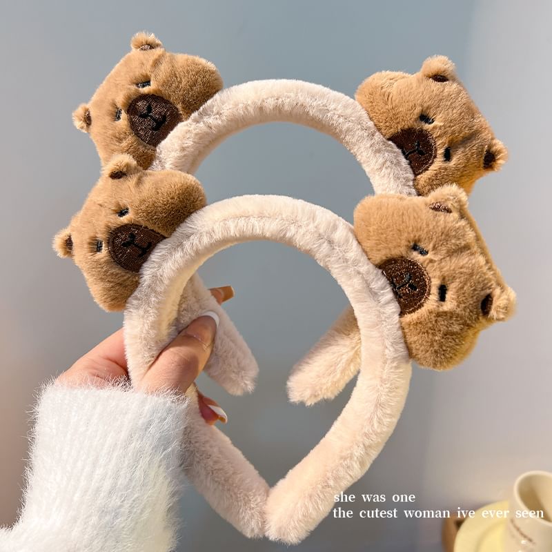 Aucucci - Capybara Chenille Haarspeld / Haarklem / Haarelastiek / Gezichtsreiniger Hoofdband / Polsband / Scrunchie (Diverse Ontwerpen)