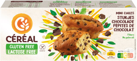 Céréal Mini Cakes Pépites De Chocolat Sans Gluten Et Sans Lactose 230g