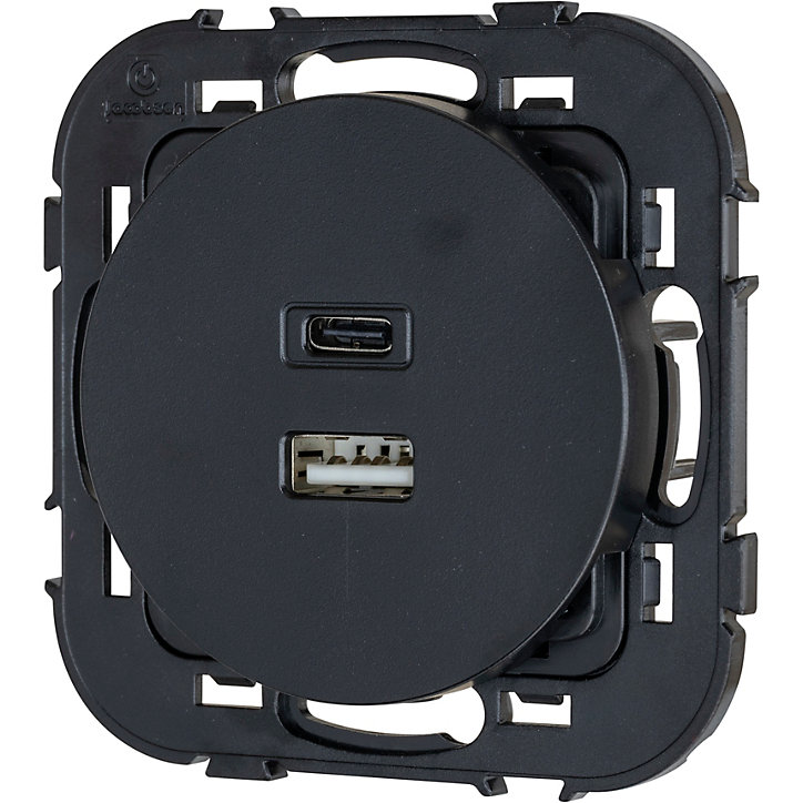 Double prise USB-A+C Jacobsen Espen noir à composer