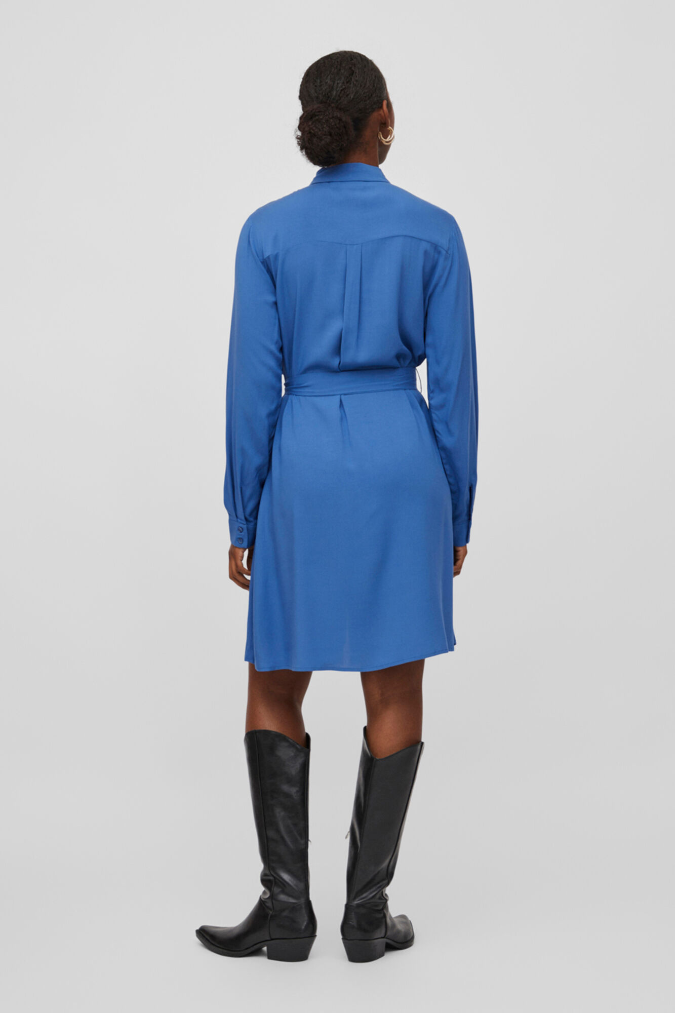 Vestido camisa de manga comprida - Azul