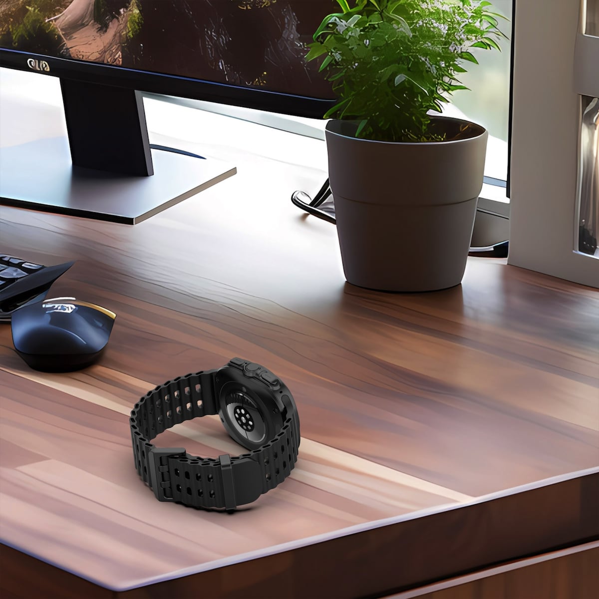 Sport silikonklokkerem for Samsung Watch Ultra 47mm Sort