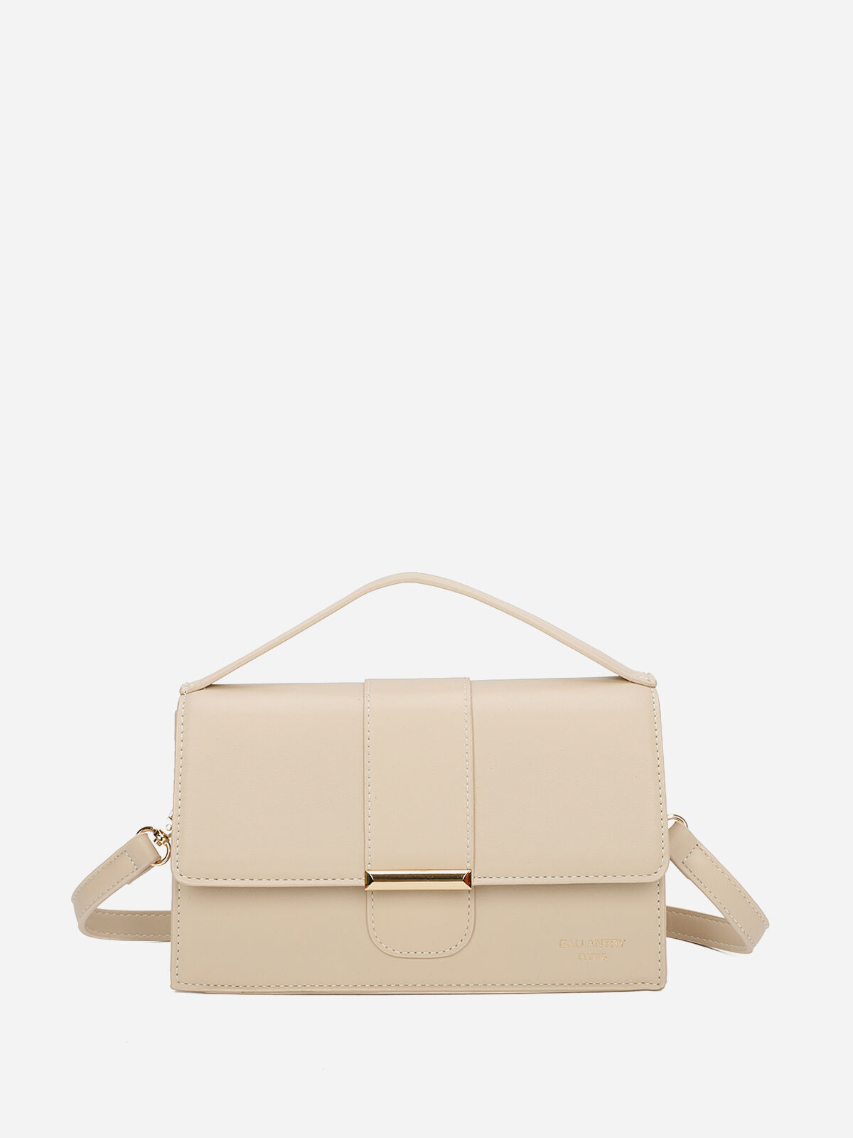 Mini sac rectangle à fermoir doré- Beige