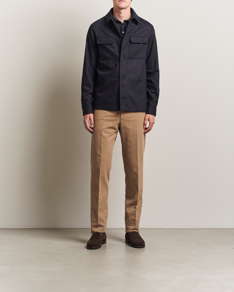 Incotex Flannel Overshirt Navy