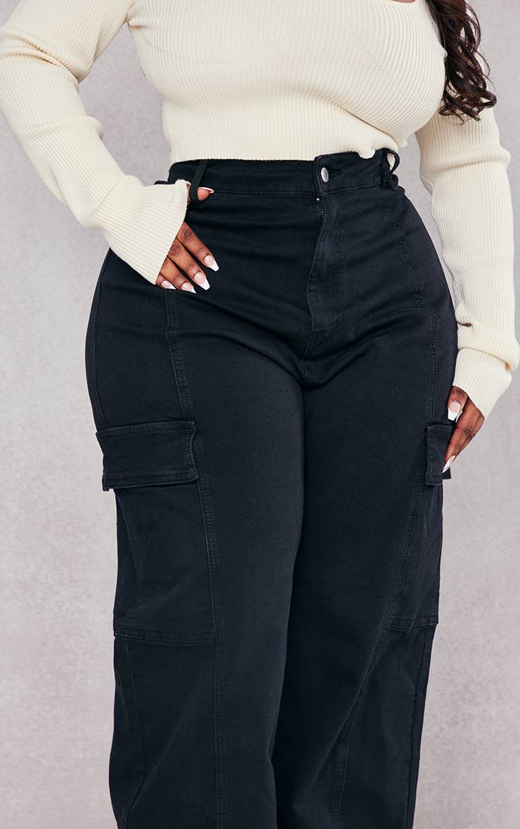 Noir Jean Cargo Large Grande Taille