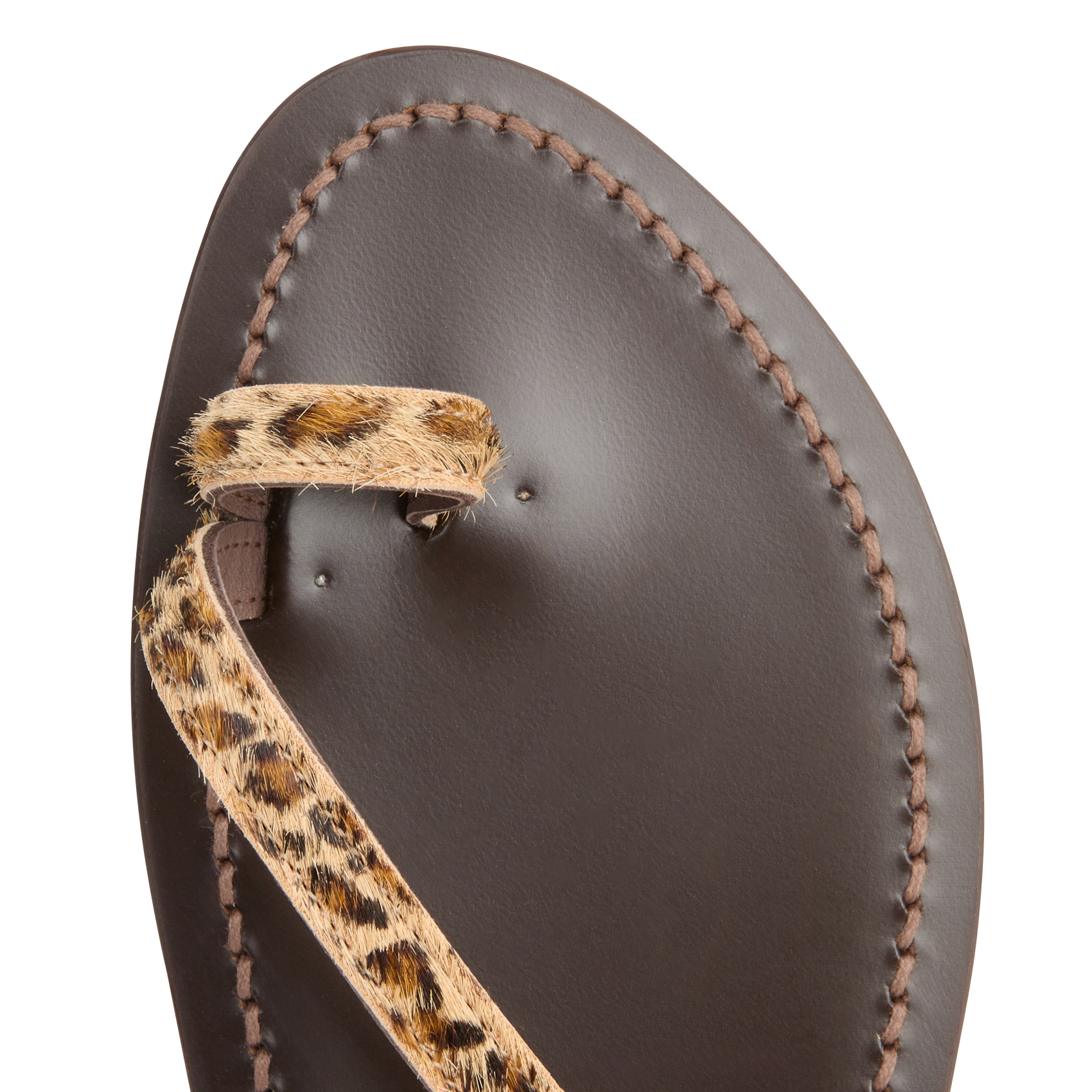ACTIUM - Sandales plates en cuir imprimé | Marron