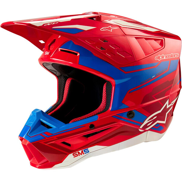 Alpinestars - Casque S-M5 Action 2 Rouge / Bleu / Brillant