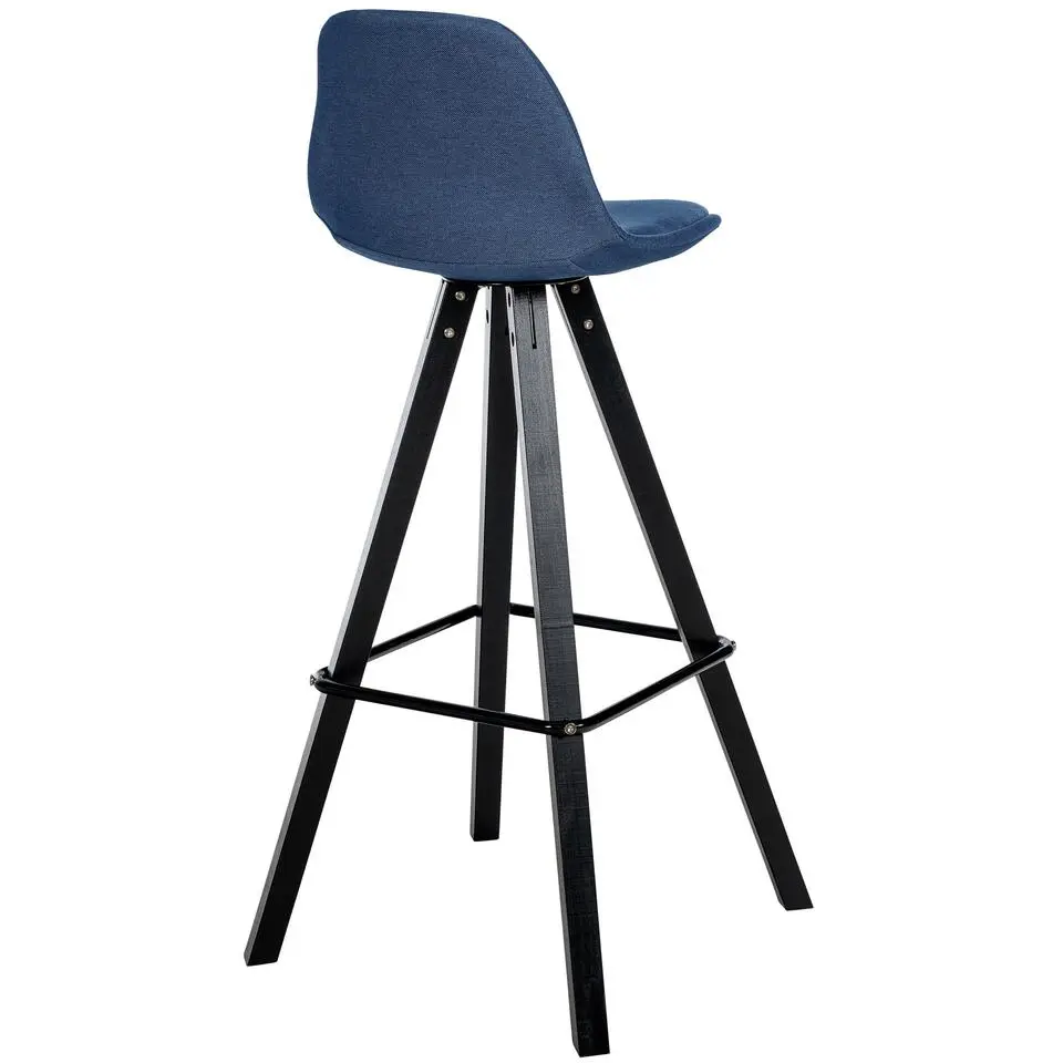 CLP Barkruk Corbin zwart Frame - Stof - blauw