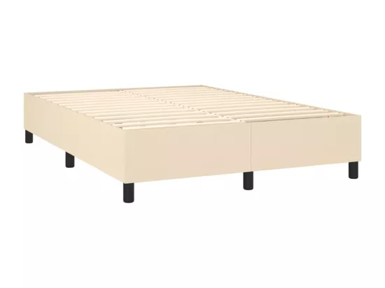 Sommier tapissier avec matelas et LED Crème 140x190 cm Tissu