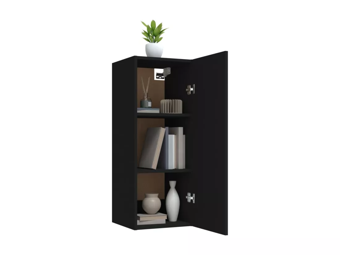 Armoire murale suspendue Noir 34,5x34x90 cm Bois d'ingénierie