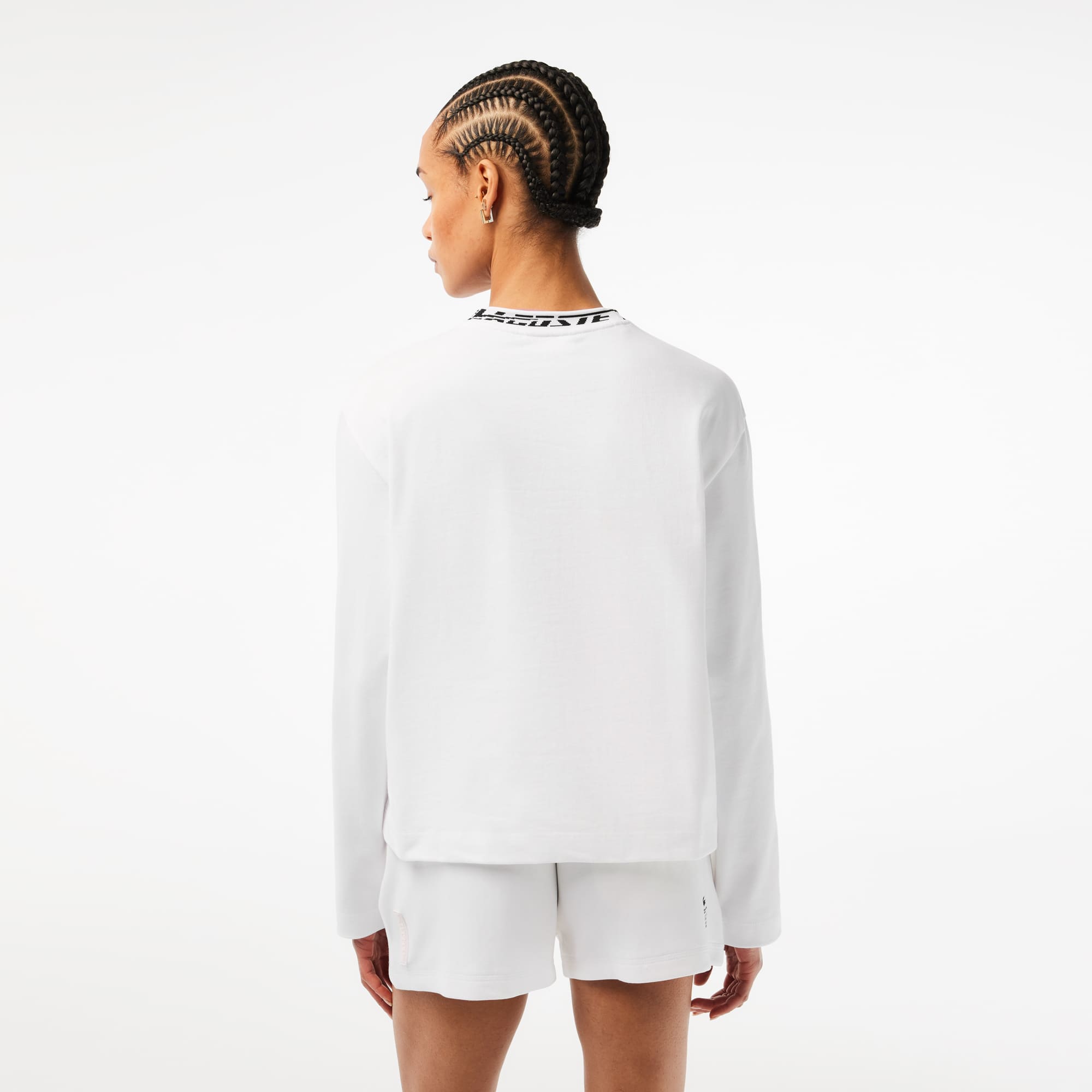T-shirt manches longues femme Lacoste oversize fit avec col siglé T-Shirts - Blanc - Lacoste - Femme
