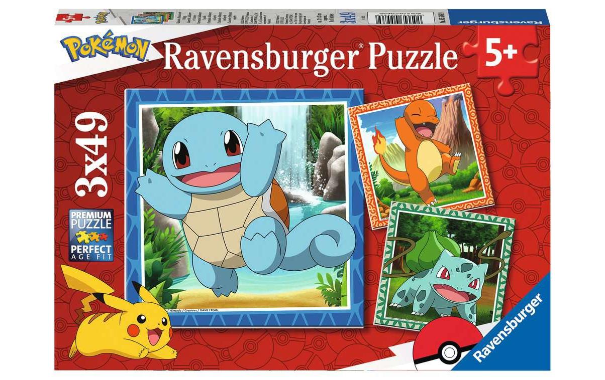 Puzzle Glumanda, Bisasam und SchiggyPokémon-Puzzle für Kinder