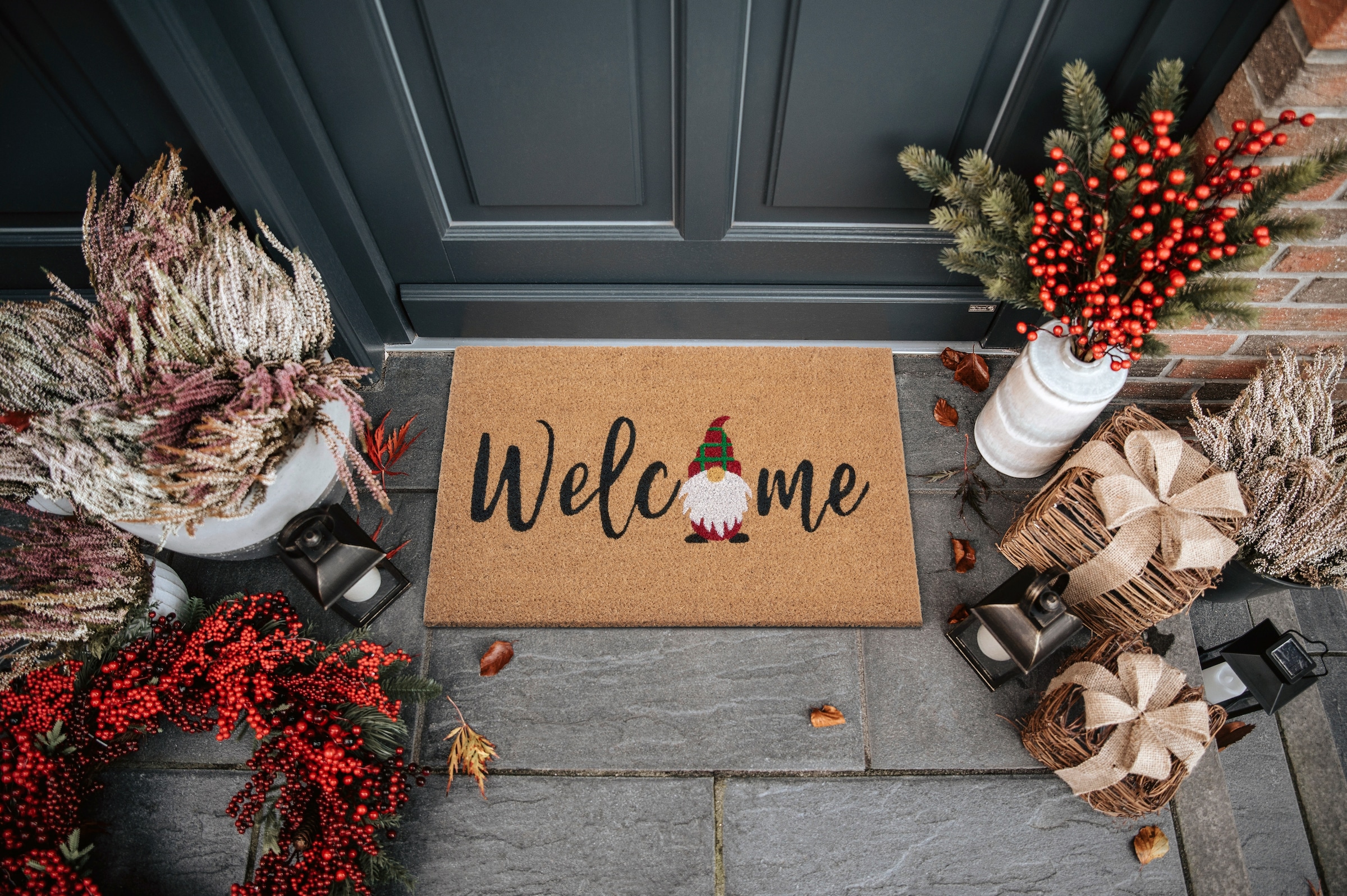 HANSE Home Fussmatte »Kokos Welcome Gnome, Türmatte« rechteckig 15 mm Höhe Weihnachten, Schmutzfangmatte, Outdoor, Rutschfest, Innen, Kokosmatte