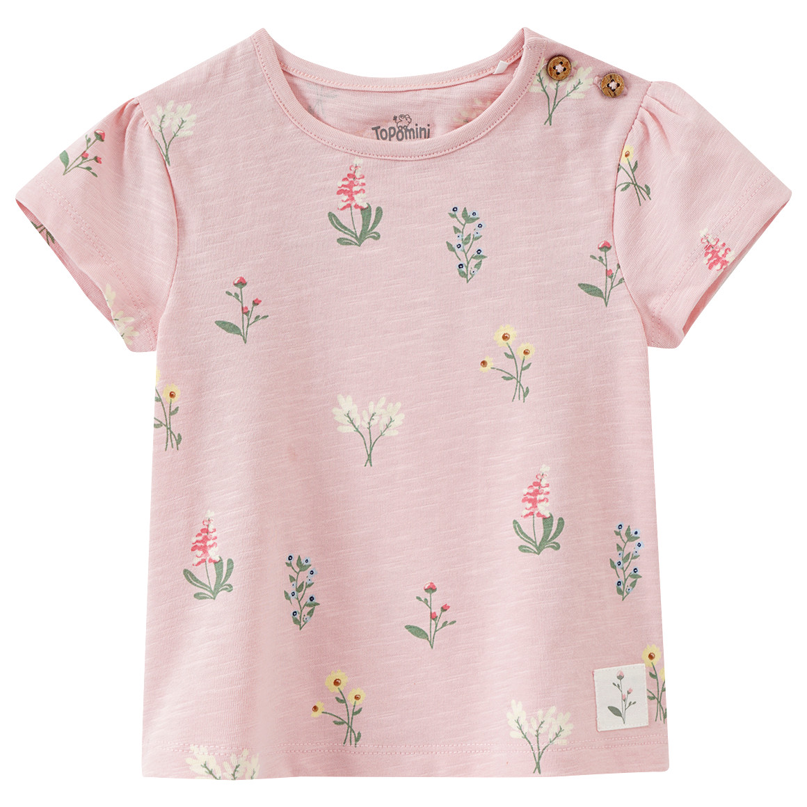 Topomini Pure Collection Newborn T-Shirt mit Blumen-Print rosa