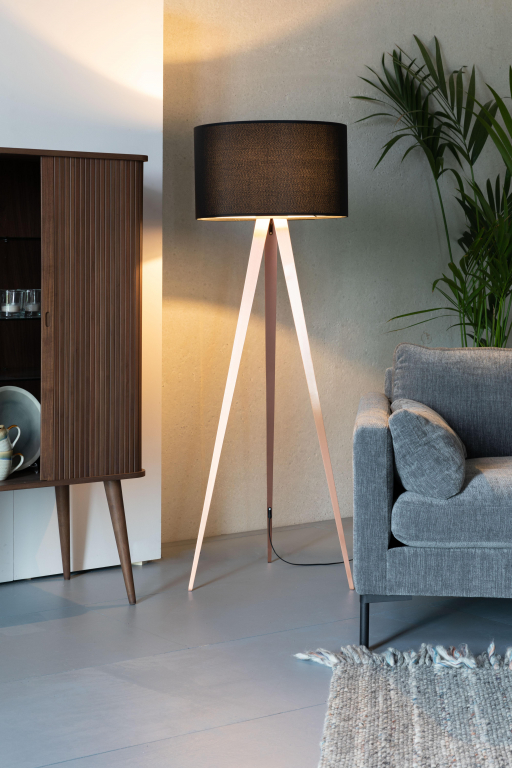 Zuiver Tripod Wood vloerlamp driepoot zwart