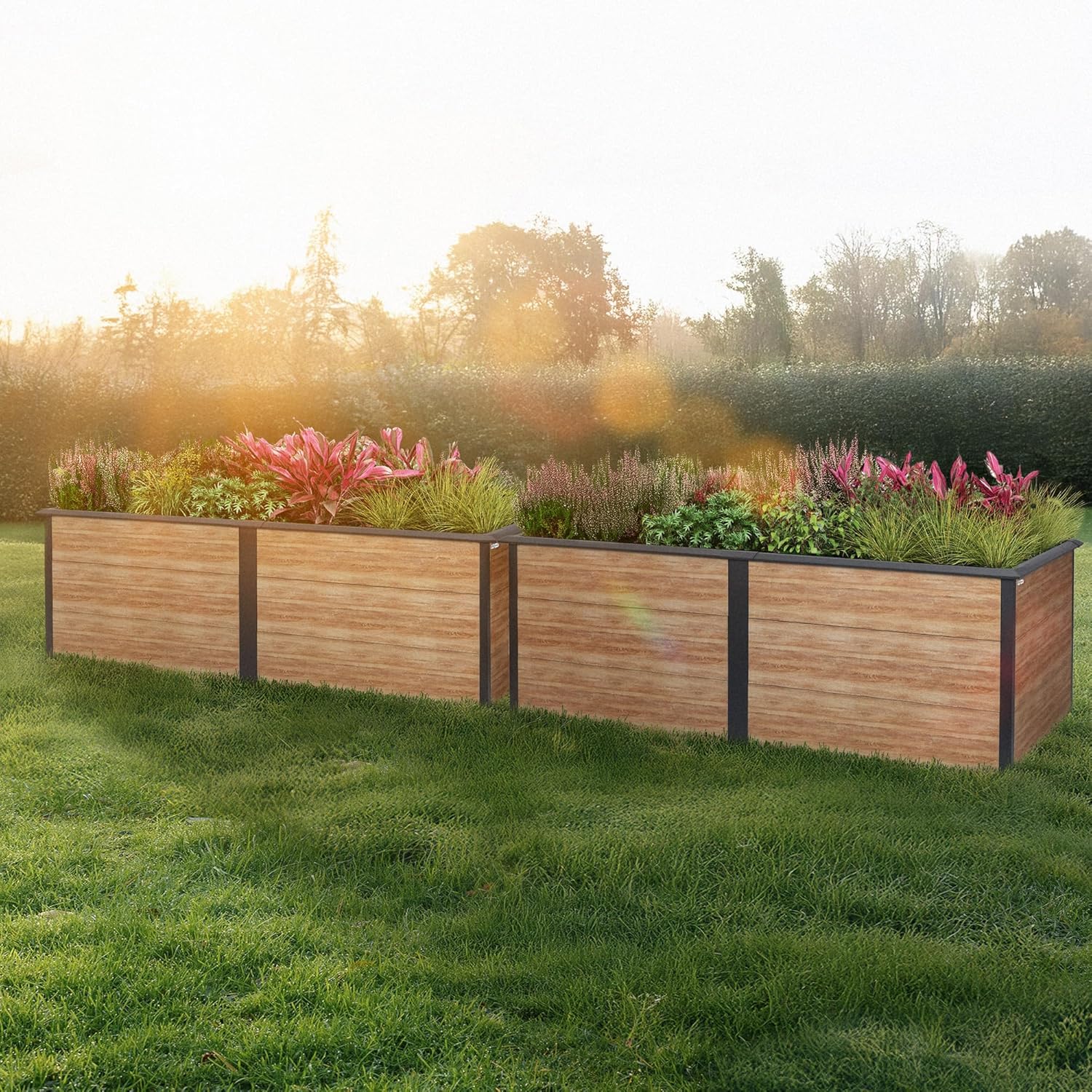 Zelsius Hochbeet für Garten, Terrasse oder Balkon Anthrazit RAL 7016 | 200 x 100 x 77 cm, in Holzoptik | Gemüsebeet, Blumenbeet, Pflanzbeet, Pflanzkasten, Blumenkasten, Gartenbeet