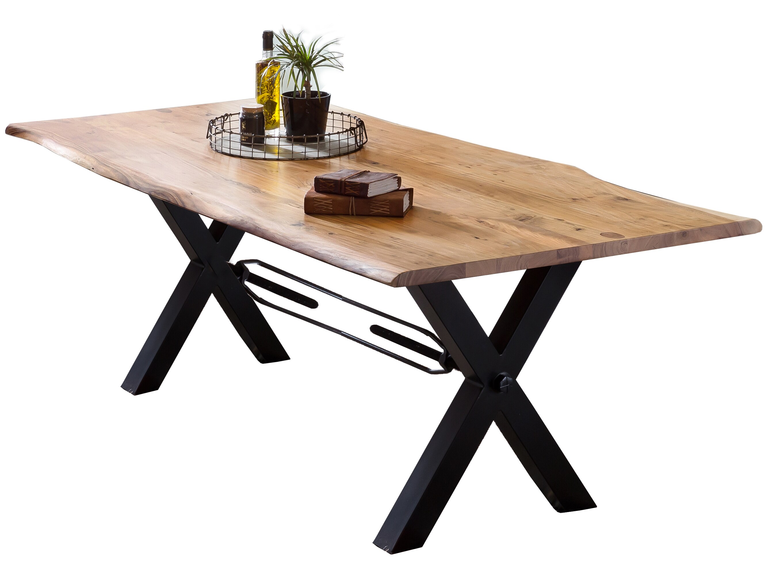 Tisch 200x100 Akazie Metall Holztisch Esstisch Speisetisch Küchentisch Esszimmer