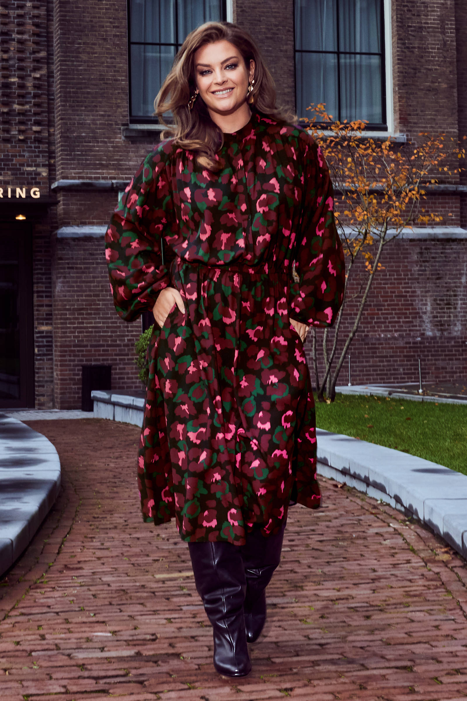 Miljuschka by Wehkamp blousejurk met dierenprint zwart/roze/groen