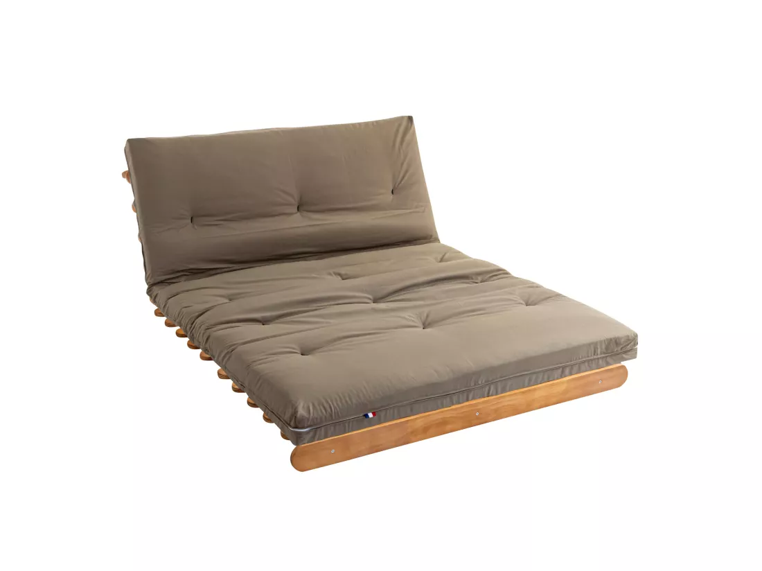 Matelas futon taupe en coton 90x190