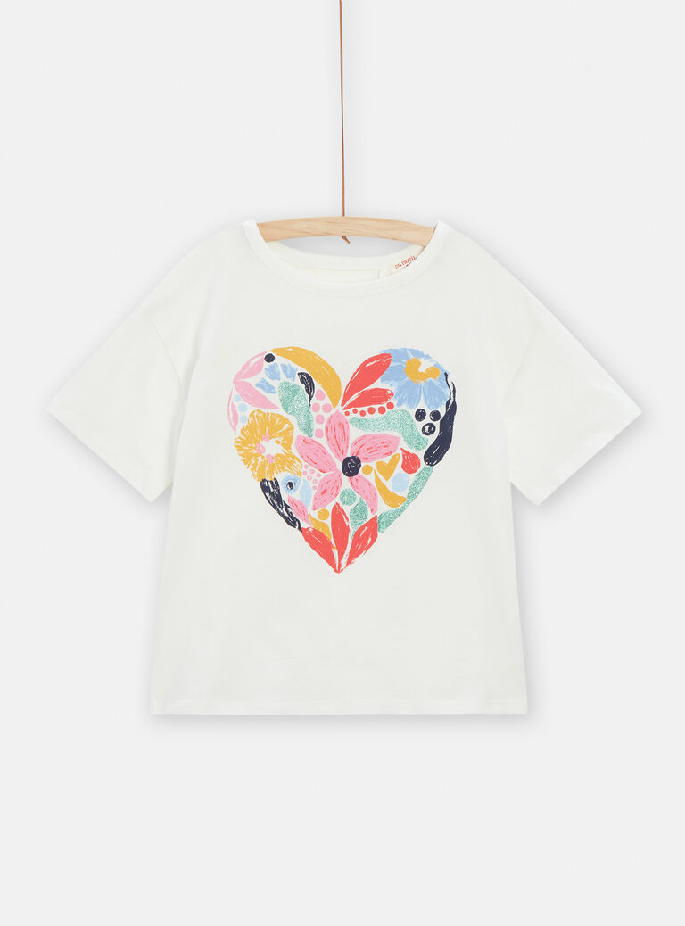 T-shirt écru ouvert dans le dos pour fille