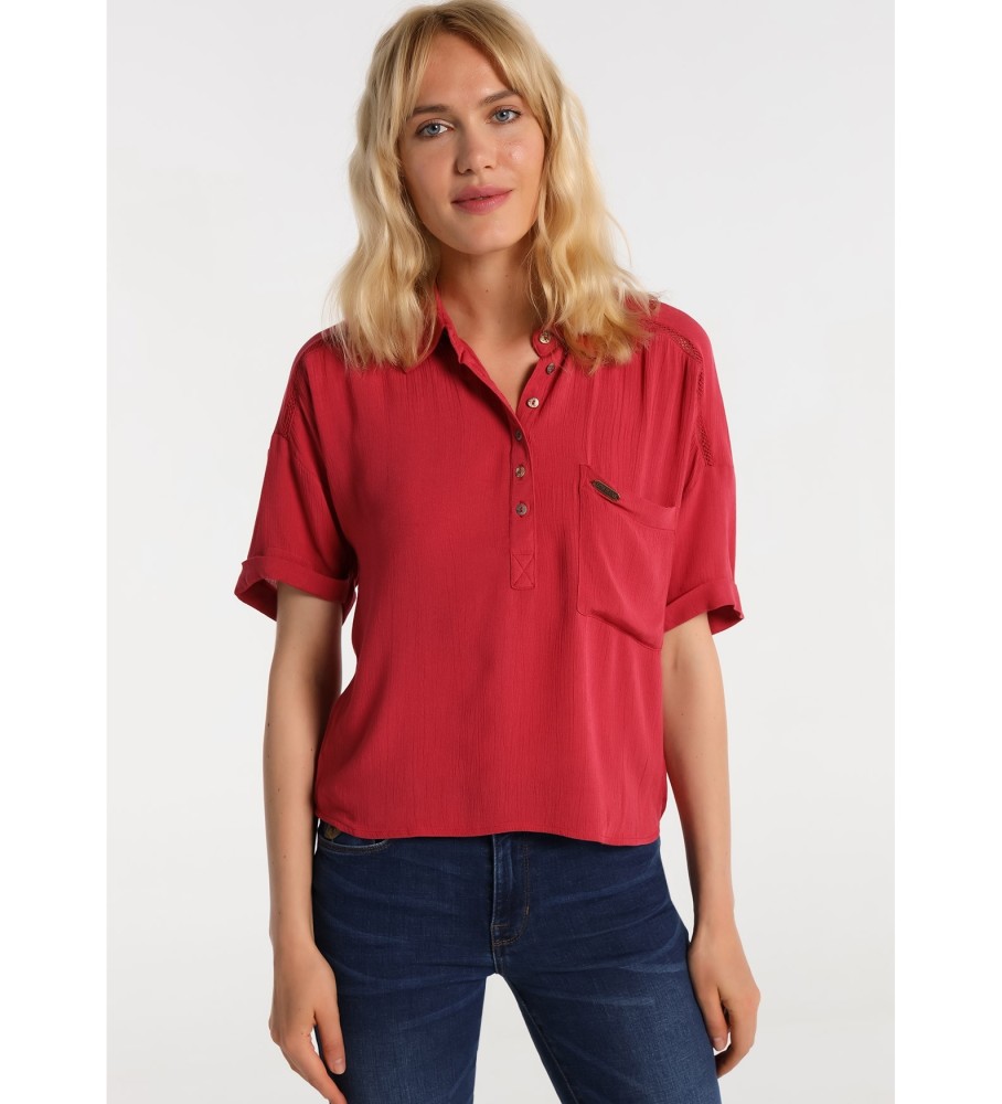 Camisa vermelha Lois Cotton Wrinkle