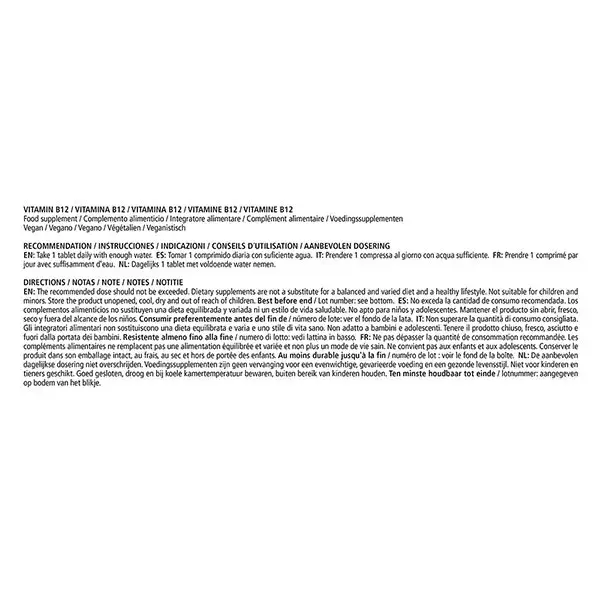 Vitamaze Vitamina B12 1000 µg 180 comprimidos