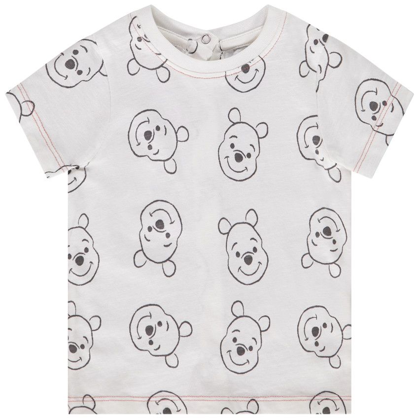 T-shirt manches courtes en jersey slub imprimé Winnie Disney pour bébé garçon - Ecru