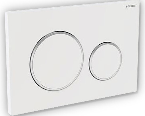 GEBERIT Sigma 20 bedieningsplaat, plaat mat wit / knop mat wit / sierringen chroom 115.882.JT.1