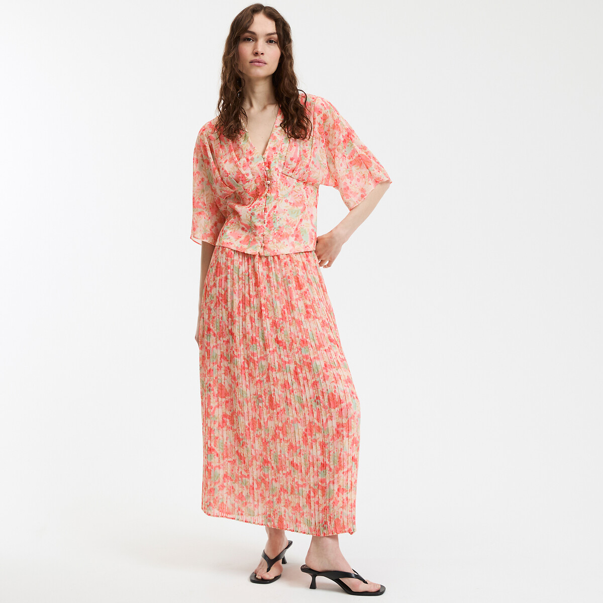 COLEÇÕES LA REDOUTE<br>Saia longa plissada, estampada