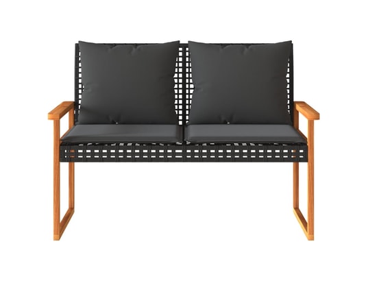 VIDAXL - Banc de jardin avec coussin noir résine tressée et acacia