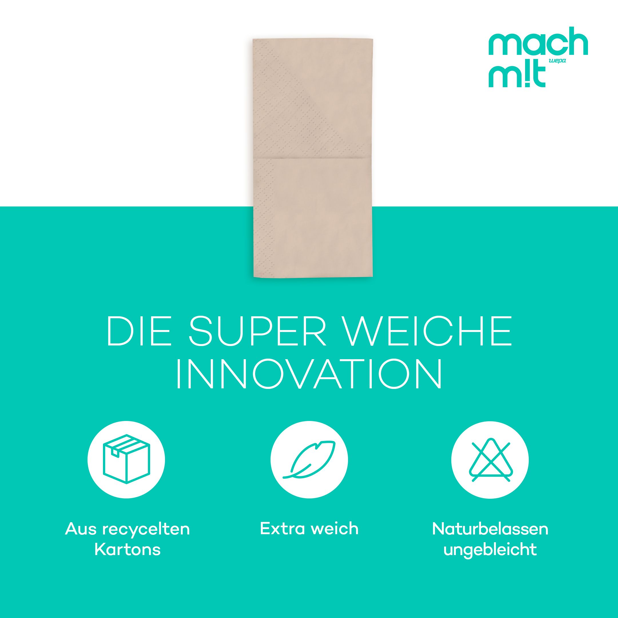 mach m!t PURE Tachentücher 4-lagig aus recyceltem Karton