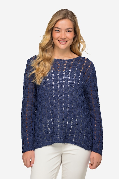 Pullover, Strukturstrick, Bändchengarn, Langarm