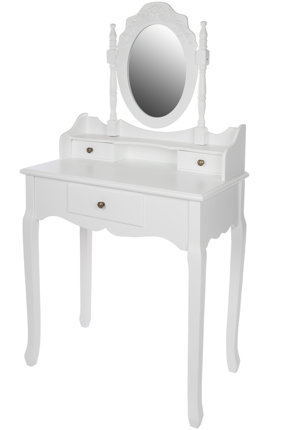 Schminktisch ELEGANCE - weiß antik - 3 Schubladen