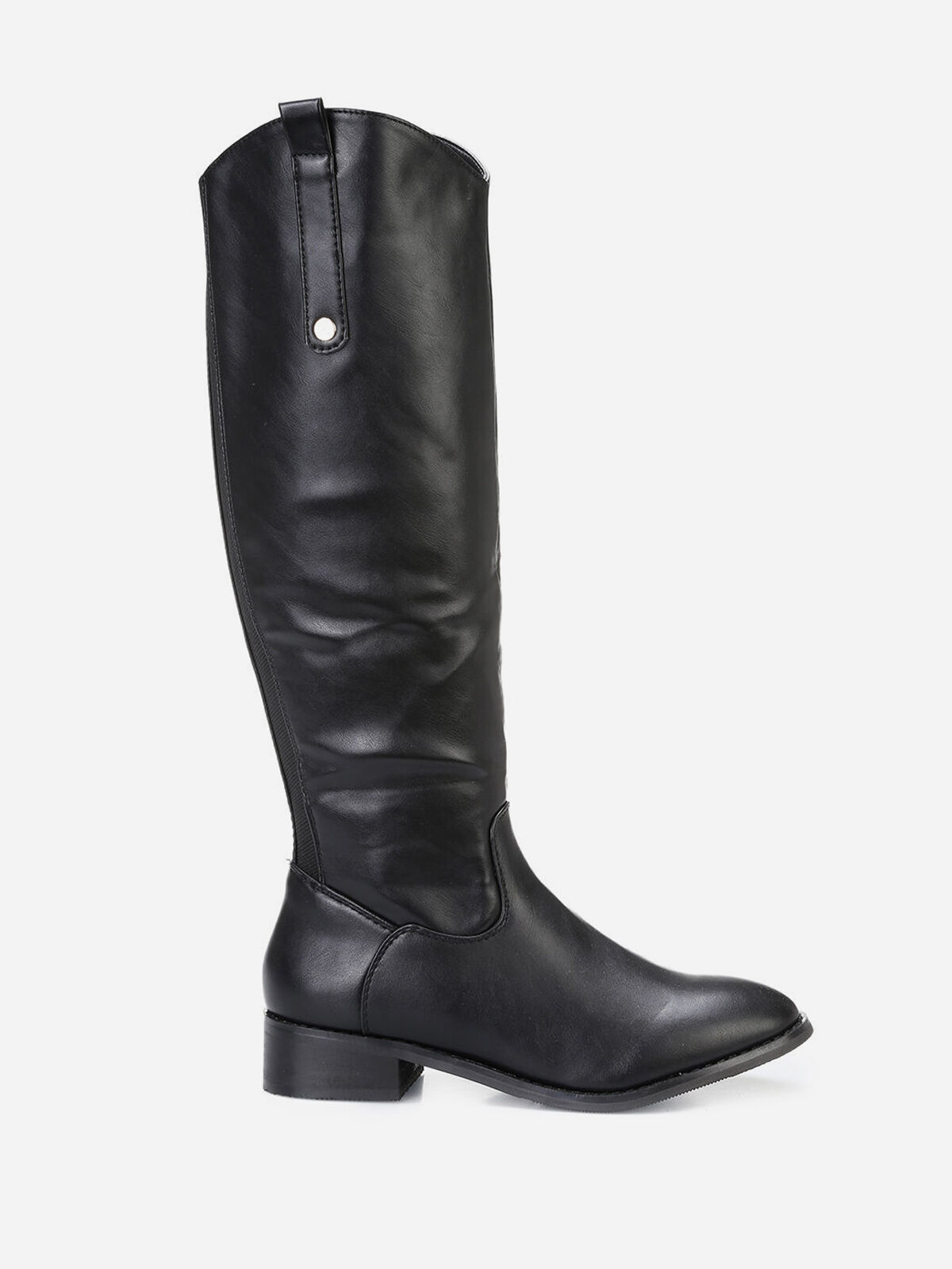 Bottes style cavalière à bout rond- Noir