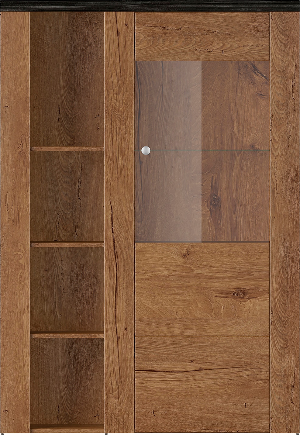 Home affaire Vitrine »Larona, zeitlose Glasvitirne, Hochschrank Höhe 145 cm« Stauraumvitrine mit dekorativer Rahmenoptik,