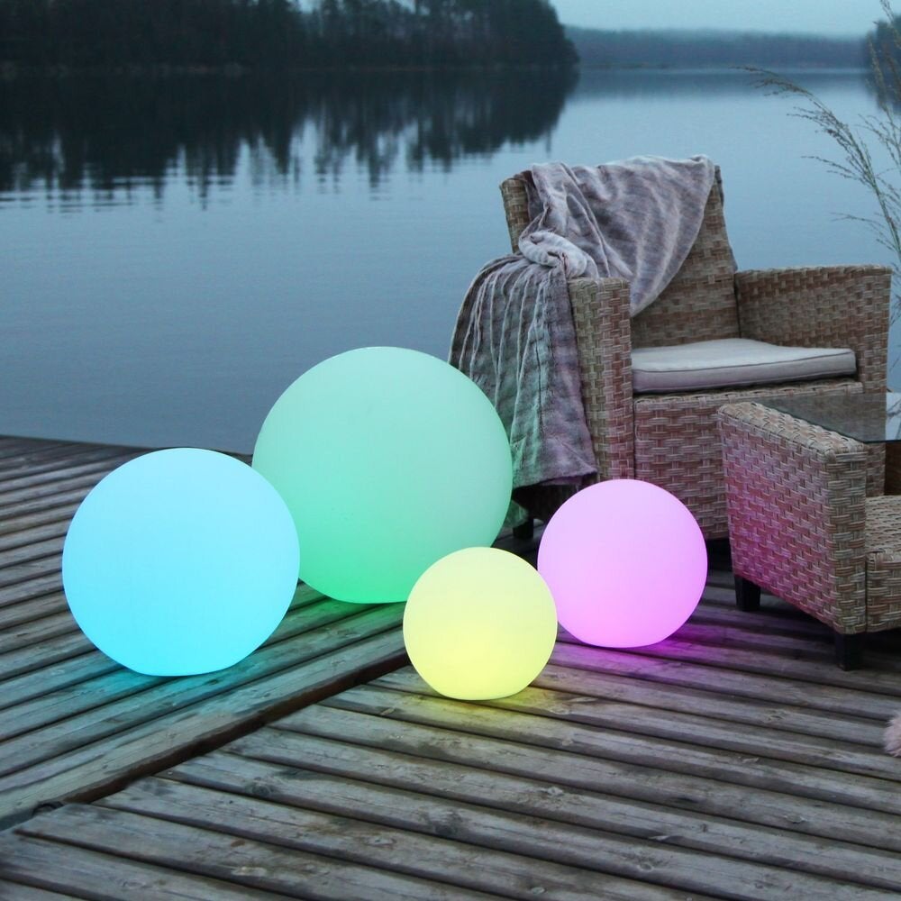 LED tuindecoratieve bol Twilight, wit, rond, 400mm, met afstandsbediening