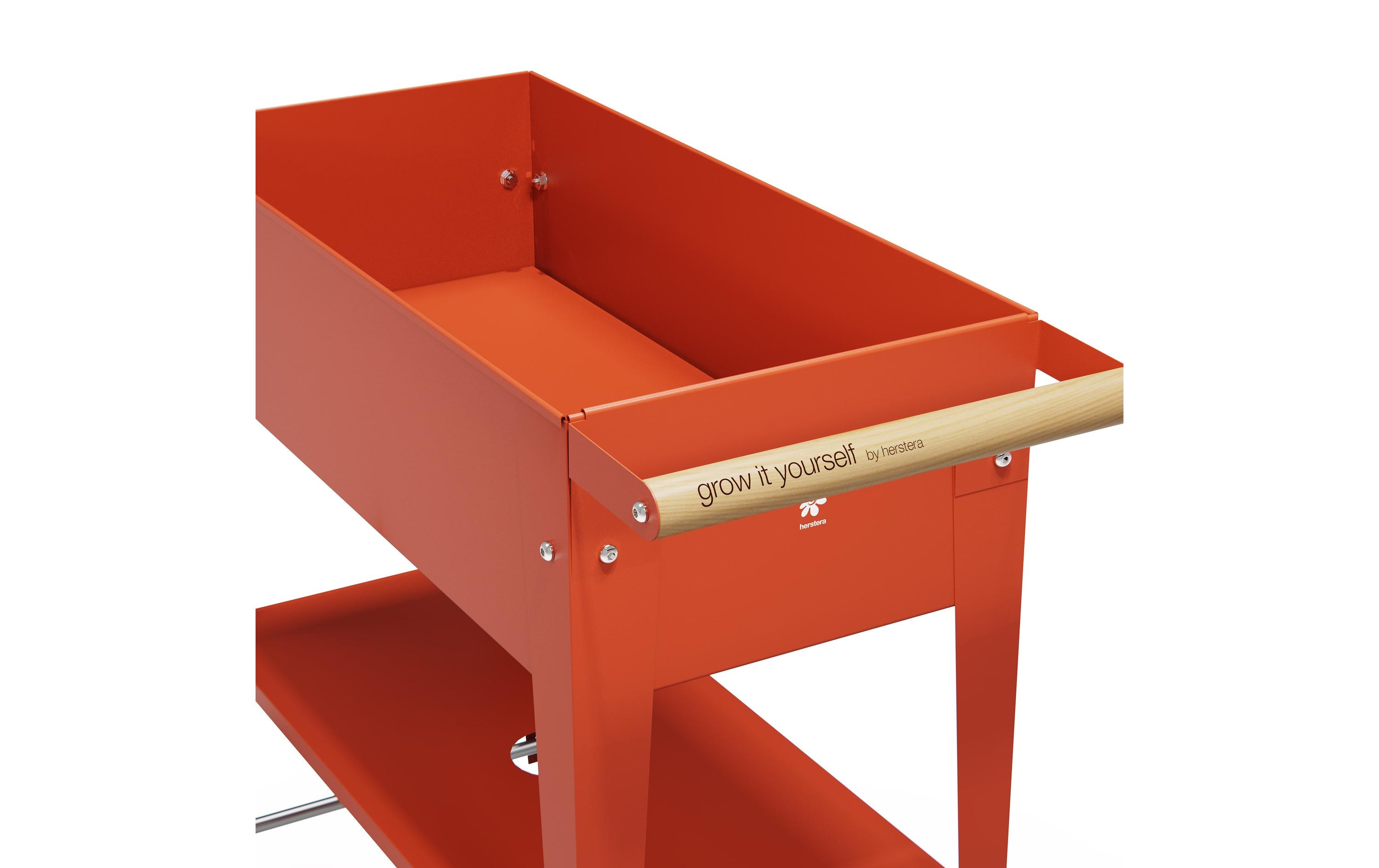 Hochbeet Urban Garden Trolley 75 x 35 x 80cm, Rot<br>Mobiles Beet