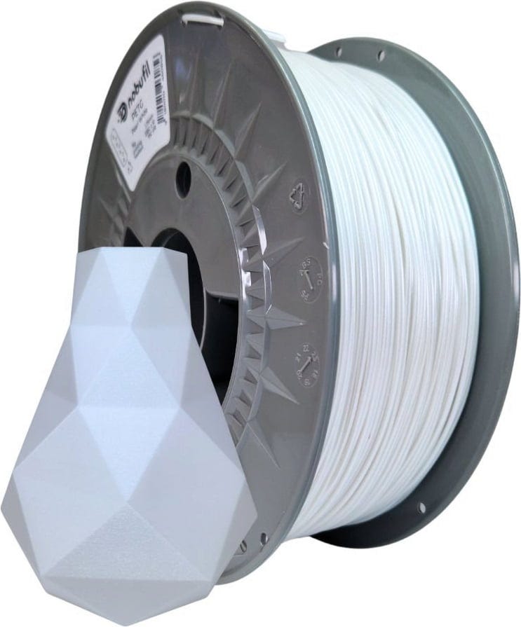 Nobufil  PETG Pearl White, 1,75 mm / 1000 g    Leicht zu druckendes PETG Filament aus recyceltem Kunststoffabfall