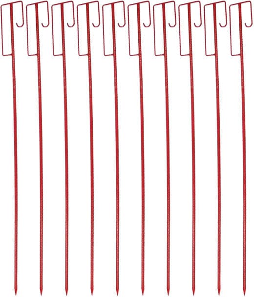 12 afzetlijnhouders, lantaarnijzer, rood gedompeld, 1,20 m, met lakschade