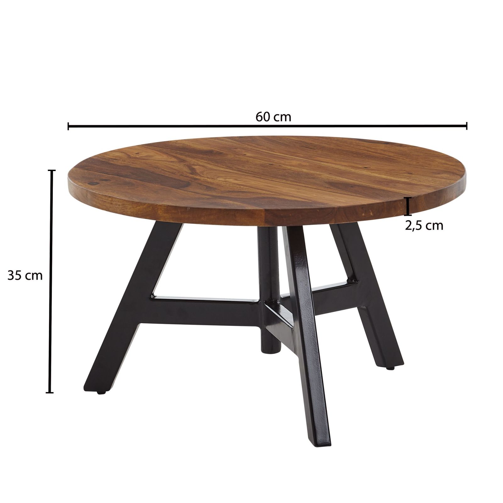 Couchtisch - Sheesham dunkelbraun - 60x60x35 cm