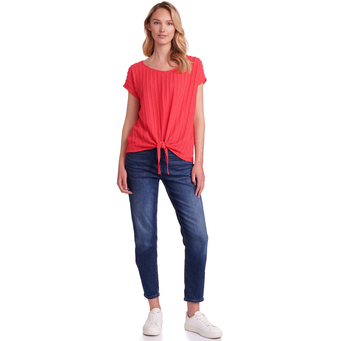 Gina Benotti Damen T-Shirt mit Strukturmuster rot